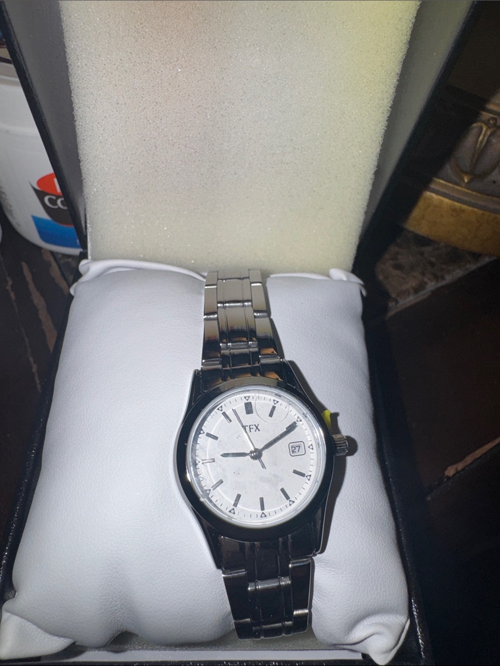 Women’s Silver Stainless Steel Watch with White Dial